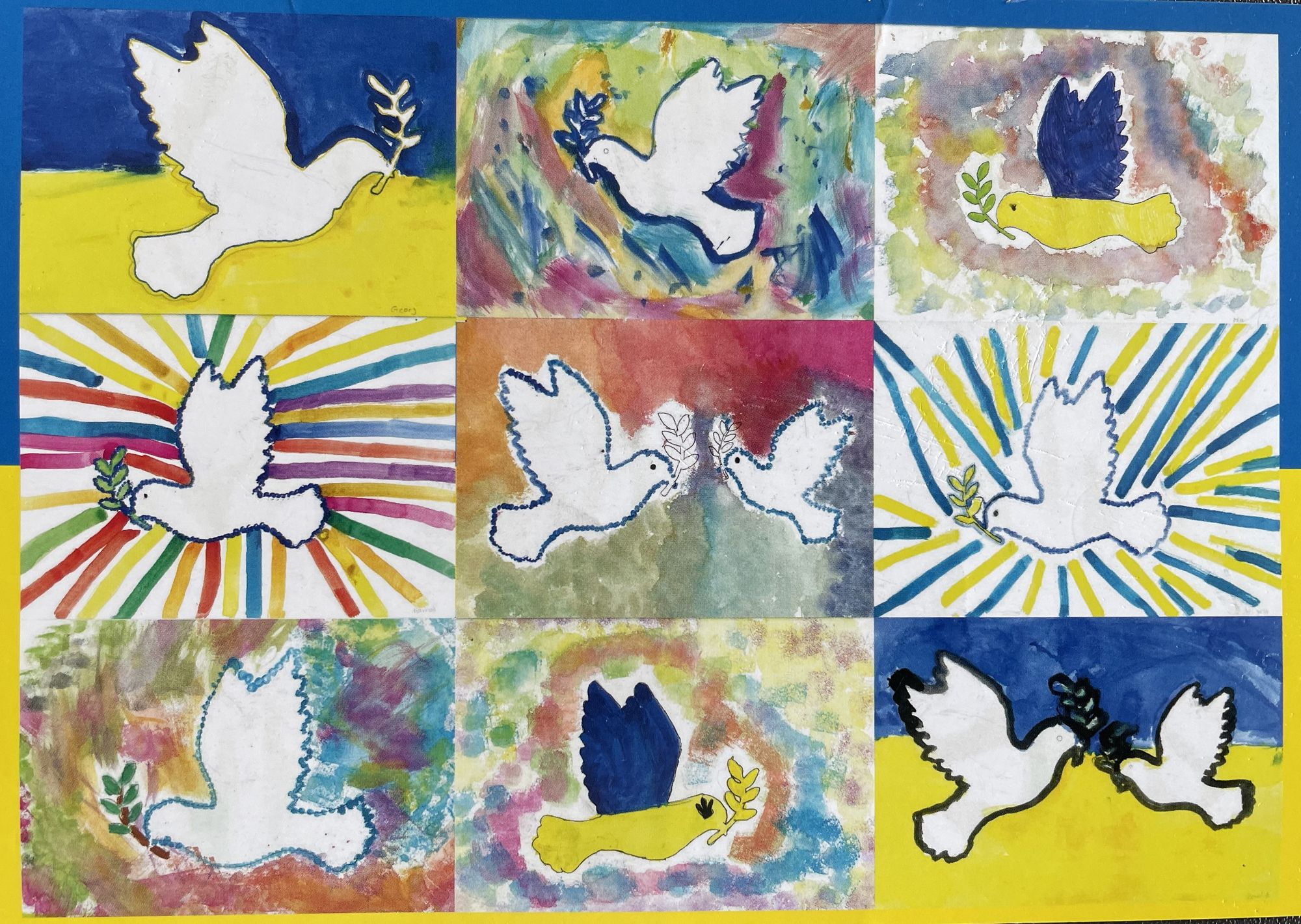 Grundschulklasse Hölderlin-Schule „Mit Friedenstauben Spenden gesammelt“